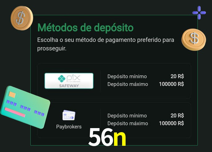 O cassino 56n oferece uma grande variedade de métodos de pagamento